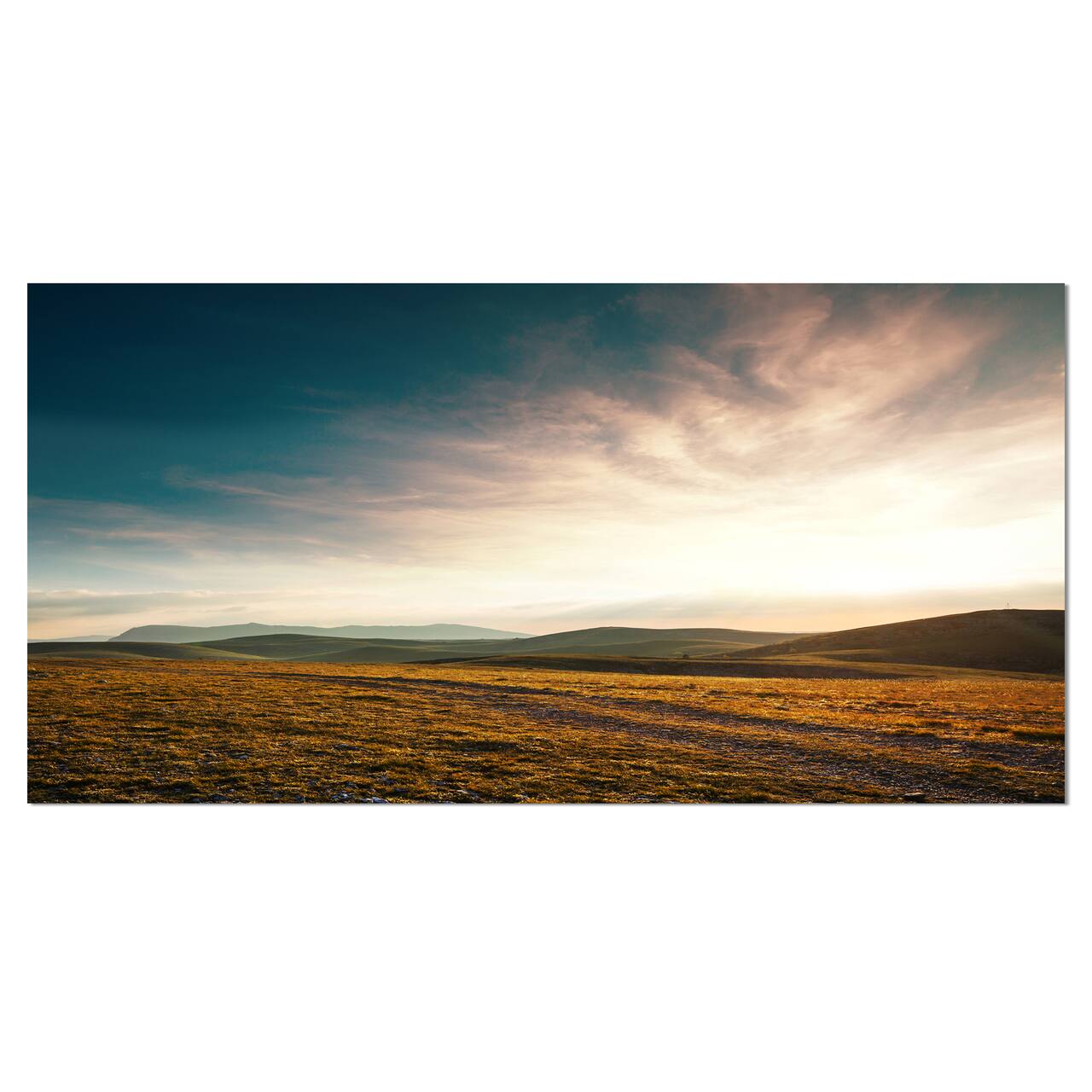 Designart - Pathway over Mountains At Sunset - Oversized Landscape Canvas Art